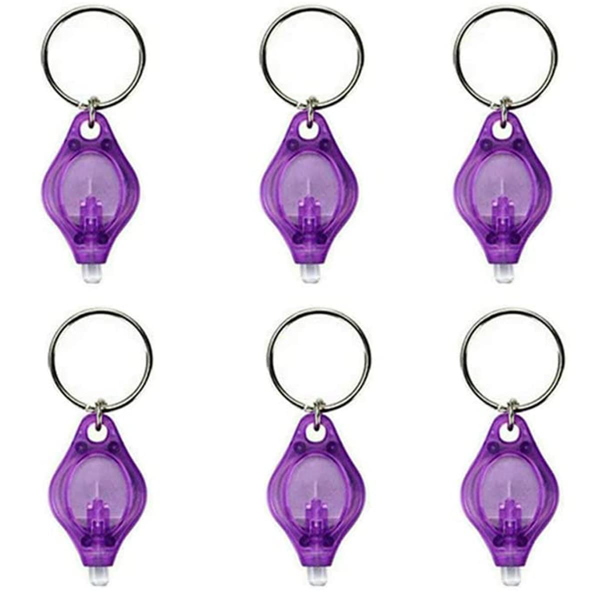 MACHSWON 6PCS Mini Keychain Torches Flashlight UV Money Checker Key-Chain LED Money Detector Light Key Ring Light Torch Purple