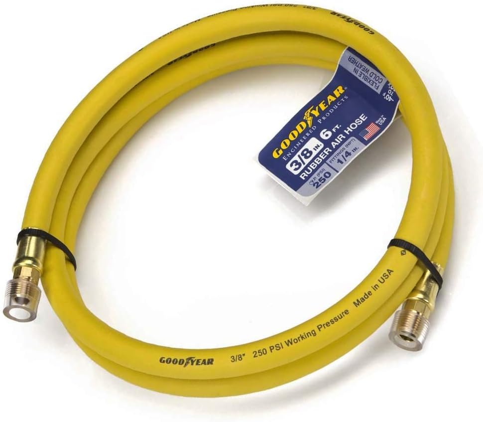 Goodyear 3' x 3/8" Rubber Whip Hose Yellow 250 Psi: Home Improvement