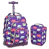J World New York Lollipop Kids' Rolling Backpack with Lunch Bag, Elephant