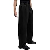 GORGLITTER Men's Baggy Sweatpants Elastic Waist Drawstring Wide Leg Lounge Sweat Pants with Pockets