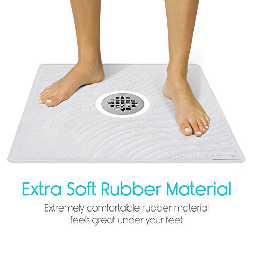 Shower Mat by Vive Square Bath Mats with Drain Hole Non Slip
