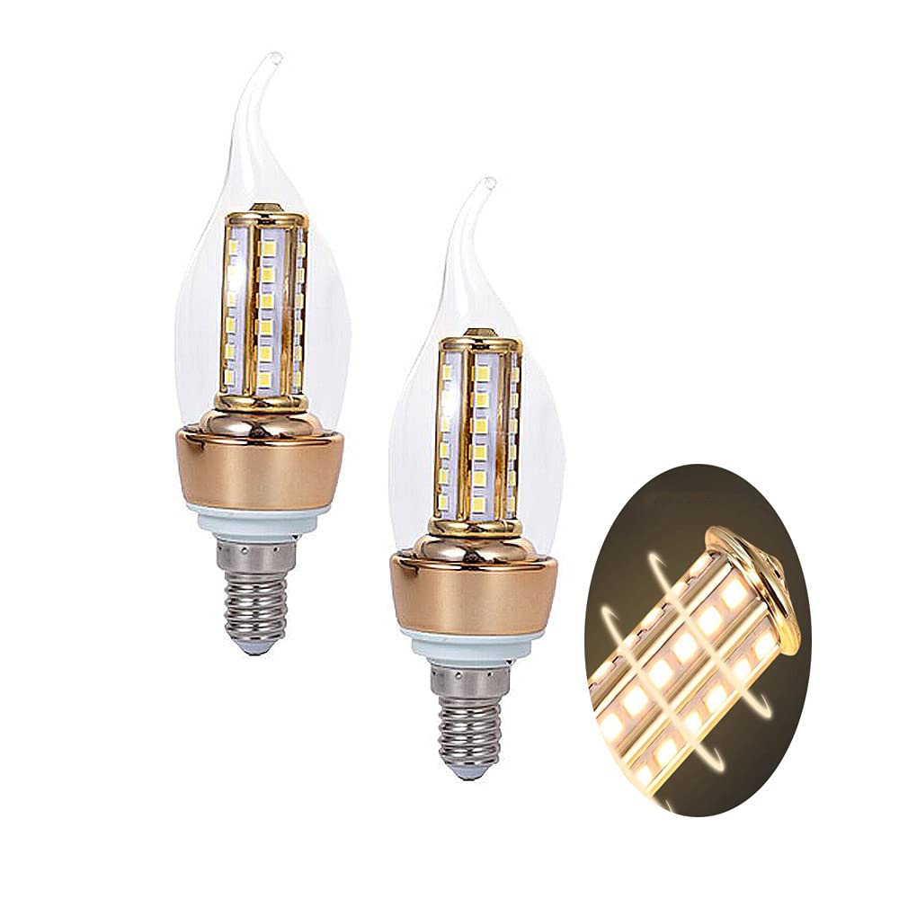 ZYUJIA E14 8W Candle Bulbs 800LM(Equivalent to 80W Halogen Lamp) 40Pcs SMD2835 LED Light Bulb,Not Dimmable Cool White 6000K Edison Small Screw C35 Bulbs,Pack of 2