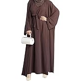 2PCS Women's Muslim Dresses Abaya Islamic Dubai Prayer Dress Robe Long Cardigan Maxi Dress