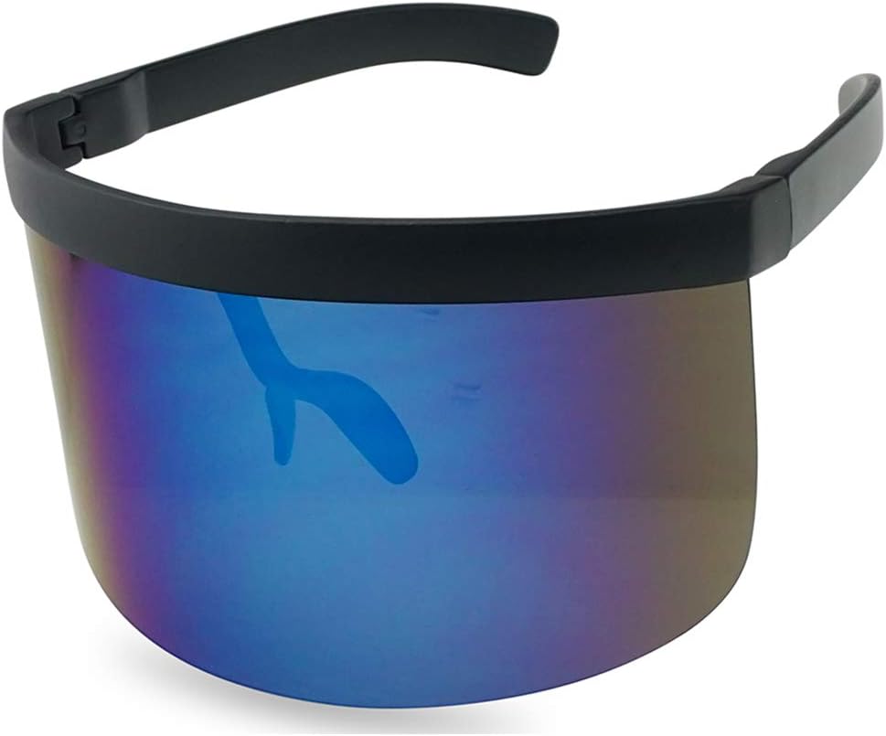 Black Retro Futuristic Single Shield Color Oversized Wrap Cyclops/Visor Sunglasses
