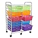 Finnhomy 15-Drawer Rolling Cart,Storage Rolling Carts with Semi-Transparent Mutli Color Drawers, Organizer Cart for School, Office, Home, Beauty Salon,Utility Cart with Wheels