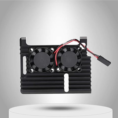 Hopcd Estuche de Ventilador de Doble enfriamiento para Raspberry Pi Armadura de aleación de Aluminio Estuche con Ventilador de Doble Enfriador para Raspberry Pi 4 Modelo B