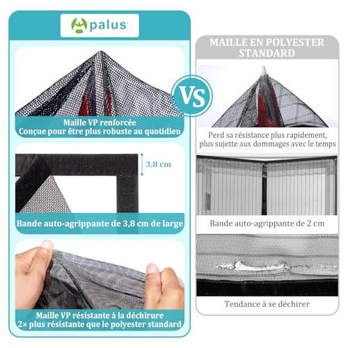 Apalus VP Magnetic Fly Screen for Doors - Heavy Duty Mesh, Top to Bottom Magnetic Seal, Automatic Close, Keeps Fresh Air Inside (120 x 210, Black)