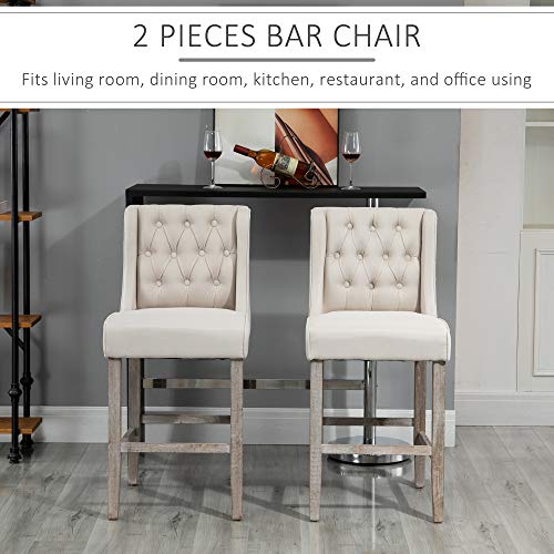 40" Counter Height Barstools Tufted Wingback Armless Dining