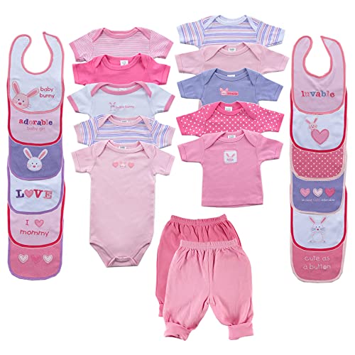 Luvable Friends baby girls Gift Cube Layette Set, Pink Bunny, 0-3 Months US