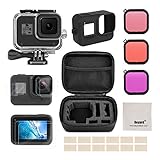 Deyard Accessories Kit for GoPro Hero 8 Black with Shockproof Small Case + Waterproof Case + Tempered Glass Screen Protector + Silicone Cover + Lens Filters + Anti-Fog Inserts Bundle for GoPro Hero 8
