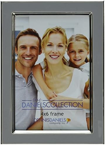 Dennis Daniels Enamel Frame with Silver Plate, 4 x 6 Inches, Slate Grey