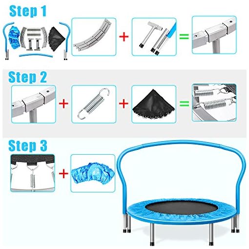 Shizzz, Kids Trampoline with bar,Foldable Mini Fitness Trampoline 36,38,45 inch with Safety Pad, Stable & Quiet… - Image 5