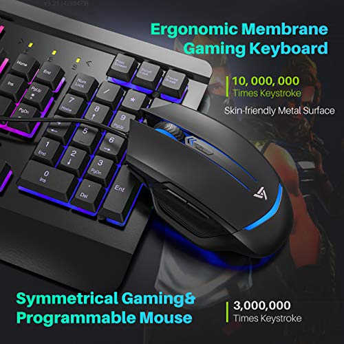 VicTsing Gaming Keyboard Mouse Combo, UltraSlim Rainbow LED Backlit