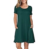 KORSIS Summer Women's Dress Casual T-Shirt Short Sleeve Dresses Swing Flowy Beach Vacation WORKSundress with Pockets