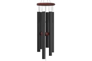 Nalulu Large Wind Chimes – 35” Black Modern Wind Chimes for Deep, Soothing Tones – Outdoor Garden Décor, Hand-Tuned Metal Chimes for Relaxation – Weatherproof Gift for Patio, Yard & Zen Spaces