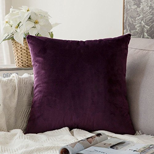 Miulee Velvet Soft Soild Decorative Square Throw Pillow Covers Set Cushion Case for Sofa Bedroom Car 20 x 20 Inch 50 x 50 Cm