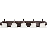 Maxim 8015MROI I Essentials 36 Inch Five Light Marble Glass Dimmable Bathroom Vanity - Oil - Rubbed Bronze I LED Compatible I