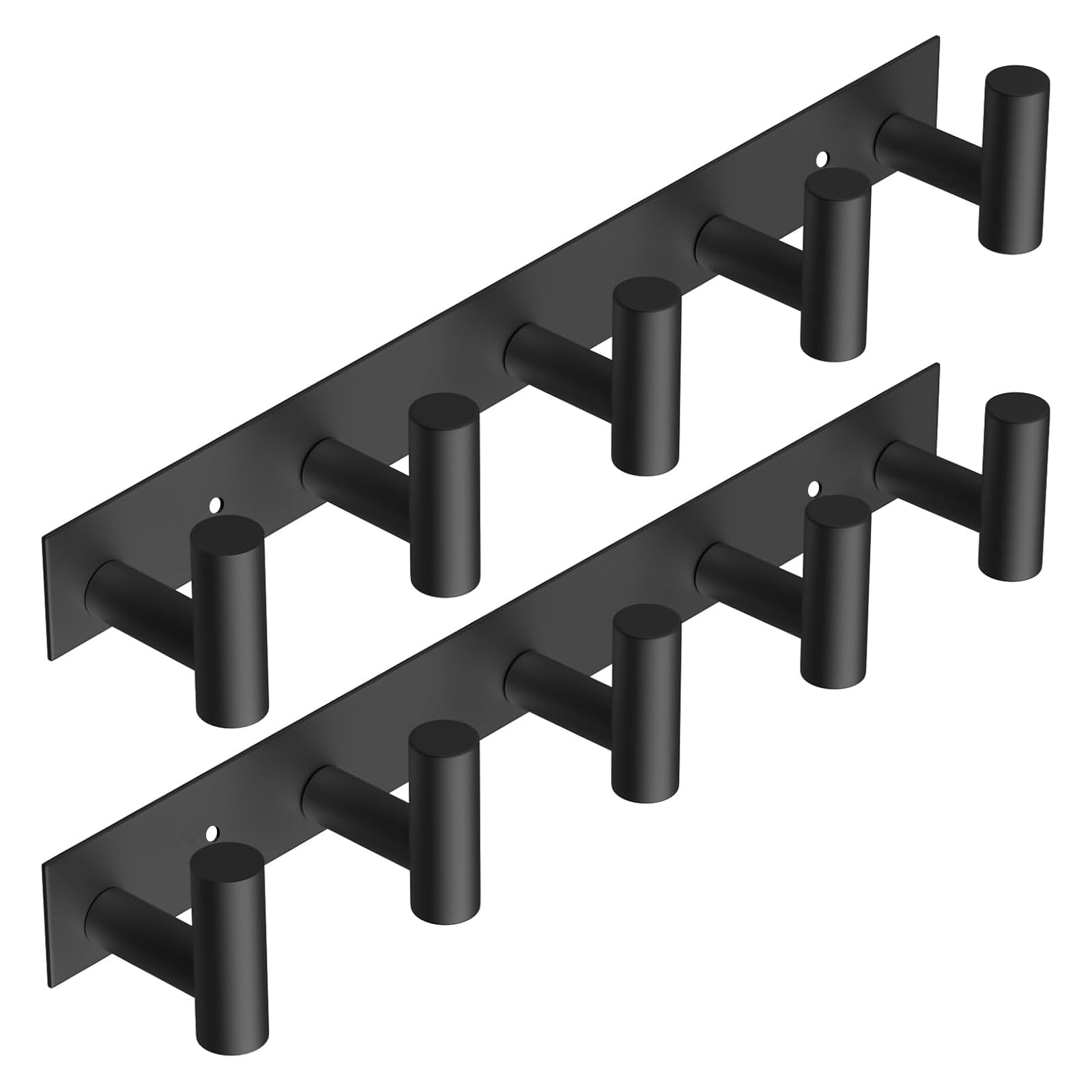 Photo 1 of VAEHOLD Black Hat and Coat Wall Mount Rack 5 Hooks for Robes, Bags, Keys, and Towels Bathroom Towel Hanger Organizer (2 Pack)