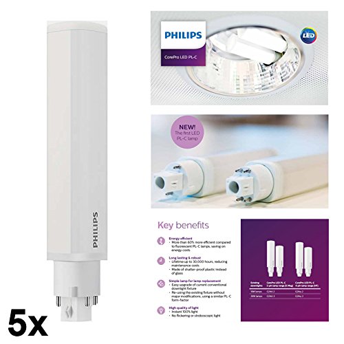5X Philips CorePro LED PLC 6.5w = 18w 830 4 PIN G24q-2 Replaces Biax Dulux Lynx D/E