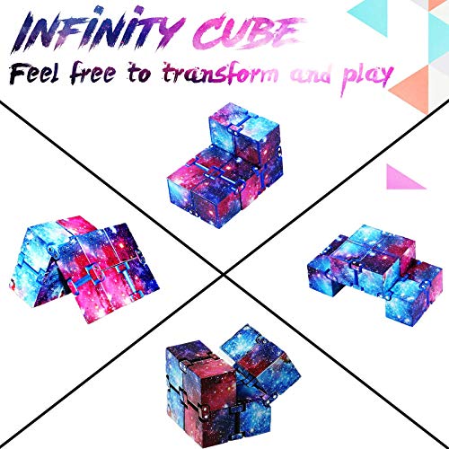 Infinity Cube Fidget Toy, Finger Fidget Toys for Kids and Adults, Fidget Blocks for Stress Relieving, Killing Time Fidget Cube for OCD/ADD/ADHD (Galaxy Space) Eoqiza