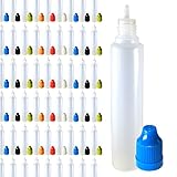 510 Central 30mL Unicorn Bottles LDPE Plastic Thin Tip (100 Pack, Multi Color Caps)