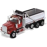 Diecast Masters Western Star 4900 SFFA with Lift Axle Silver Plated Dump | Real Truck Specifications 1:50 Scale Model Semi Trucks by 71067