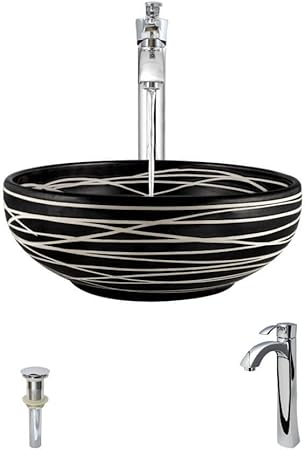 Mr Direct V408 Hand Thrown Ceramic Vessel Sink Chrome Ensemble