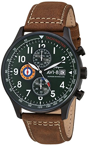 AVI-8 Men's AV-4011-05 Hawker Hurricane Stainless Steel Watch with Brown Leather Band