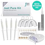 Just Pure Hut Teeth Whitening Kit - Includes Whitener Pen - 4 x Gel Refill - 3 x Bleach Trays and Light
