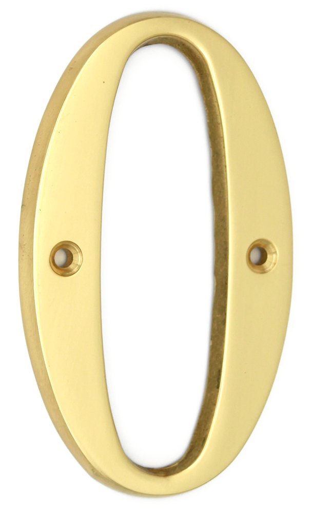 ZW Hardware A100 4 Inch(100mm) Bright Brass House Number 0 — image 1