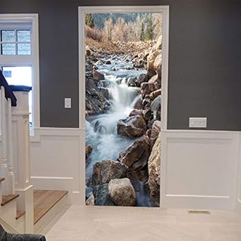 ColorSpring 3D Steam Door Decal Door Stickers Decor Door Mural Removable Vinyl Door Wallpaper. (025-GY)