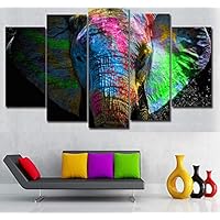 Scmkd 5 Pieces, Colorful Elephant Animal Art Canvas Painting Canvas Wall Painting, Used for Living Room Bedroom Dining Room Wall Decoration