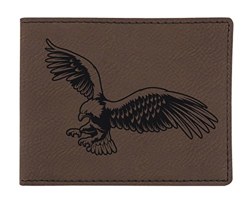 Mens Wallet Bald Eagle Patriotic Wallets for Women Fathers Day Gifts from Daughter Graduation Gifts Military Gifts for Women Eagle Scout Gifts Laser Engraved Leatherette Bifold Wallet Brown