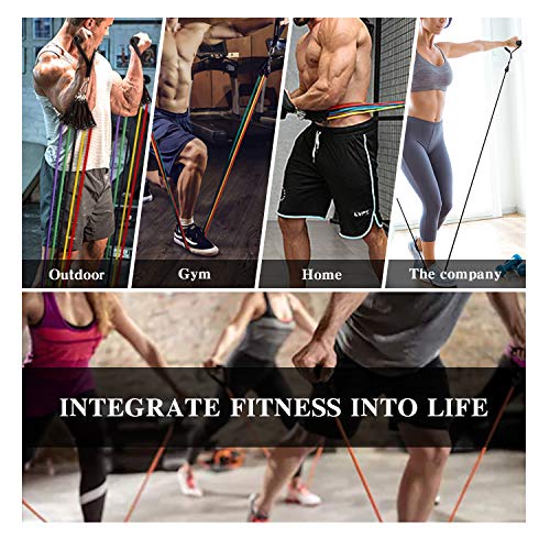 VOKUA-11-pcs-Resistance-Bands-Set-Strength-Training-Equipment-and-Exercise-Fitness-Accessories-for-Gym-TrainingYoga-Metal-Foot-Ring-Carrying-Case-Home-Workouts