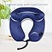 Ymiko Inflatable Travel Pillow, Height-Adjustable Soft Washable Velvet Push Inflatable Travel Neck Pillow with Carrying Bag Sleeping On Airplane, Car, Train and Home, Blue
