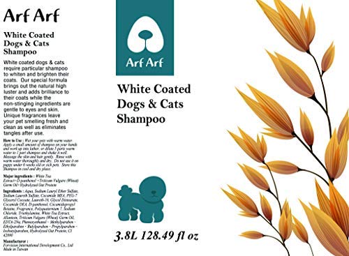 Arf Arf Natural Oatmeal Dog Shampoo - White Coated Dog Shampooo, 18 Oz