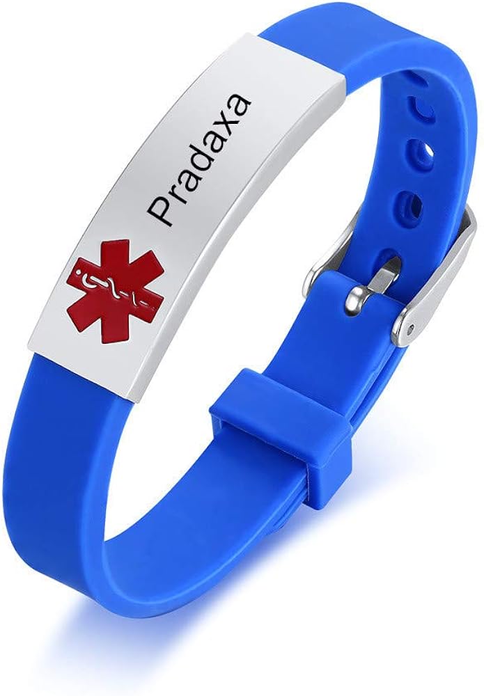 NineJewelry NJ Medical Pradaxa ArmbandEdelstahl Silikon Sportband