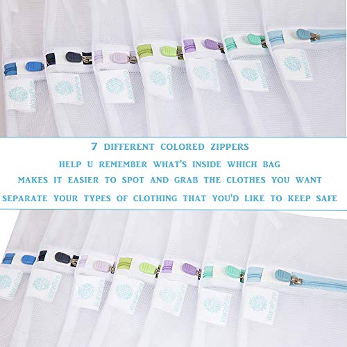 Wanapure 9Pcs Mesh Laundry Bag for Delicates, Lingerie Bags for Laundry - (1 Large & 4 Medium & 2 Small & 2 Bra Bags) for Garment, Underwear, Sock, Baby Clothes, Sweater, Travel, Washing Machine