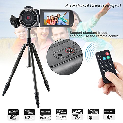 Camcorder,Besteker 1080P IR Night Vision Camcorders Full HD Portable Digital Video Camera with External Microphone and Wide Angle Lens