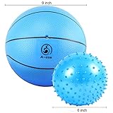 A-zoe Water Basketball Pool Basketball - Kids Indoor Basketball - 9 Inch - Soft and Bouncy-Free 6 Inch Massage Stress Relief Ball (Blue)