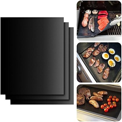 WINRIDA BBQ Grill Mat,Set of 3 Non-Stick Oven Liners,Barbecue Utensil for Gas,Charcoal,Electric Gril,16x13 Inches