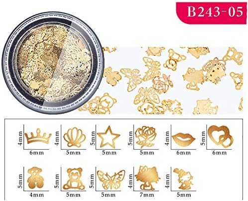 Creative Metal Nail Studs Tips Nail Jewels Decoration Nail Art Stickers with Star Crown Bear Heart Kitten Shapes for Nails 3D Nail Art 13g- 1PC