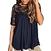 Pengy Clearance Sexy Women Summer Lace Short Sleeve Blouse Tank (XL, Navy)