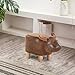 Artechworks Upholstered Ride-On Animal Ottoman Footrest Stool with Vivid Adorable Animal-Like Features,Perfect for Gift, Changing Shoes, Decoration, Toys, Without Storage(Brown Buffalo), Brown