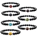 YOGA GEMSTONE JEWELRY7Pcs 7Chakra Gemstone Stretch Bracelet with Jewelry Bag& Meaning Card Natural Stones Charm Diffuser Bracelet Yoga Reiki Prayer Beads Lucky Lava Bracelet Unisex Christmas Birthday