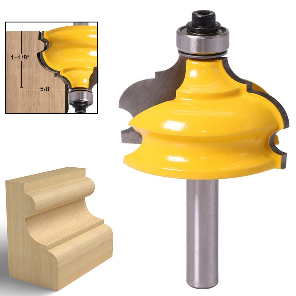 WSOOX Classical Roman Ogee Edge Forming Router Bit with 8mm Shank, Architectural Frame Molding Router Bit