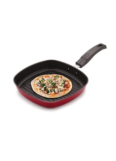 BMS Lifestyle Die Cast Non-Stick Grill Pan, Red