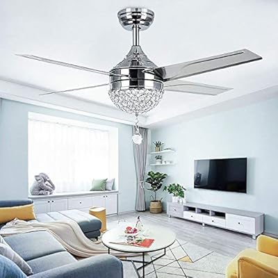 44 Crystal Ceiling Fan Led Light With Remote For Home Decoration