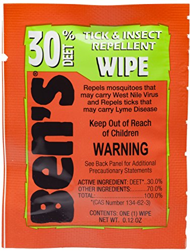 Ben's 30% DEET Mosquito, Tick and Insect Repellent Wipes, Pack of 48