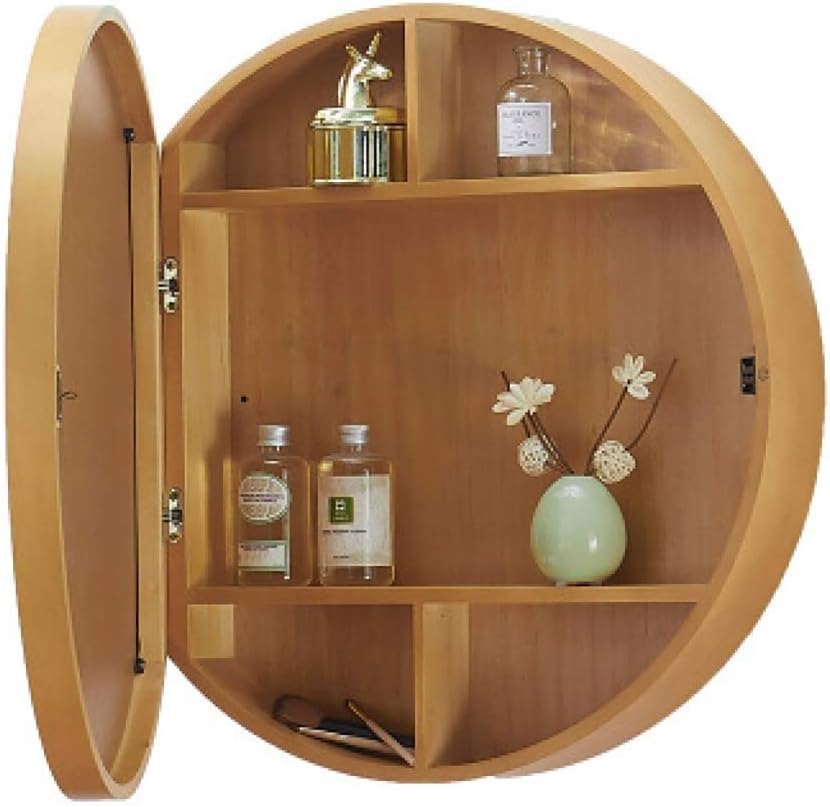 Sdk Round Bathroom Mirror Cabinet Wall Mirror Cabinet Cabinet Wood Color Modern Gloss Bathroom Mirror Storage Furniture Size 70cm Amazon Co Uk Kitchen Home